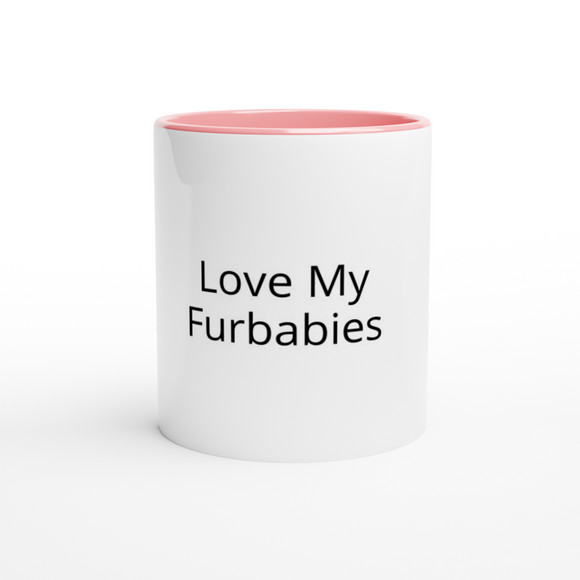 Love My Furbabies Pink Handle 11oz Ceramic Mug with Color Inside